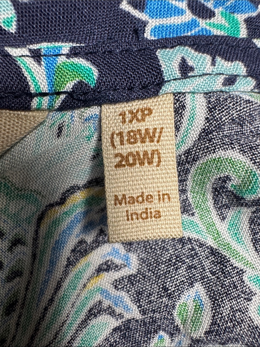 Soft Surroundings Navy Midi dress Aqua Floral Print 1X (18W/20W )NWOT COTTAGE - Picture 6 of 7